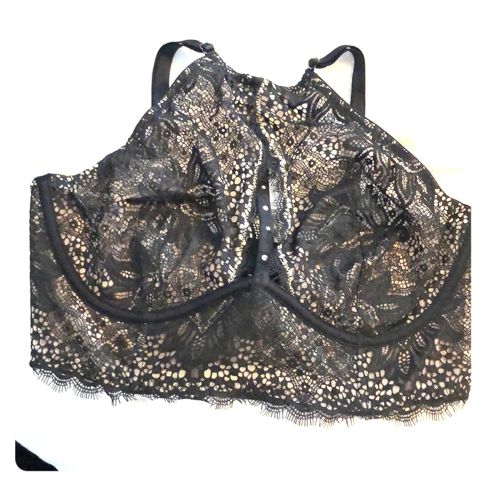 High neck lace bralette